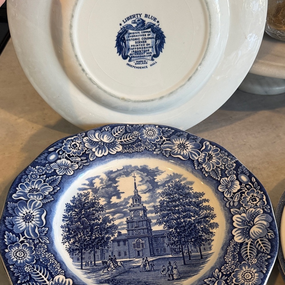 Liberty Blue and White Plates Made in England set of 6 — MAKE OFFER - Picture 4 of 7
